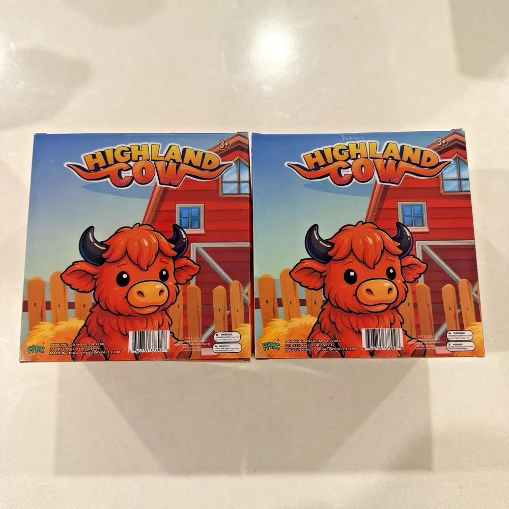 Lot of 2 PPNC Highland Cow Squishy Sensory Stress Relief Toy NEW Viral